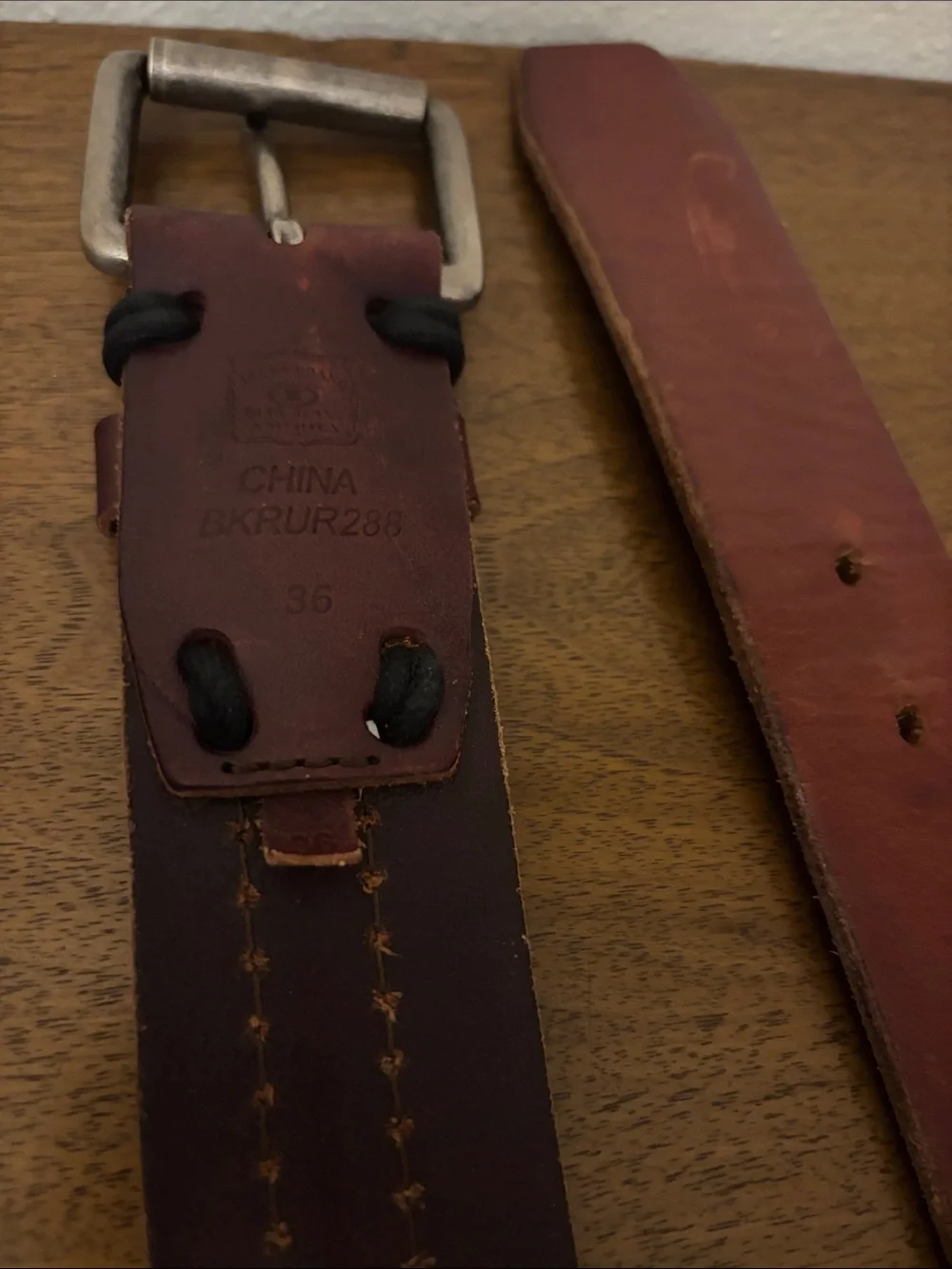 Lucky Brand Rustic Brown 2”detailed Leather Belt with Distressed Metal Buckle 36